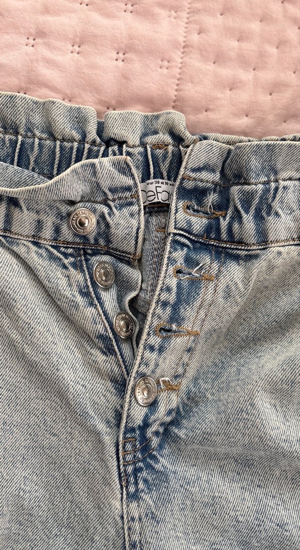 Düğmeli Loose Fit Mavi Kadın Denim Pantolon - Görsel 2