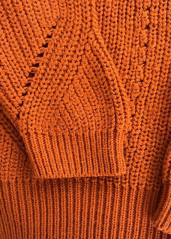 Turuncu  Örgü Kadın Kazak - Görsel 3