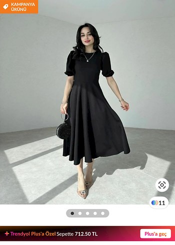 Siyah Kadın Uzun Elbise Kısa Kollu
