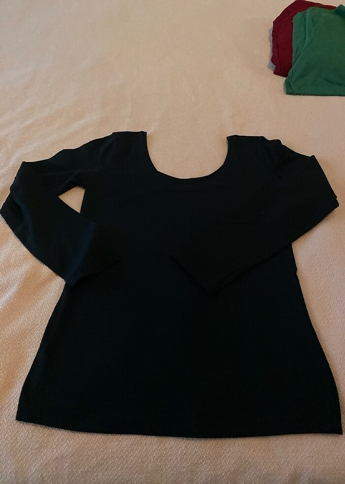 penye arkadı önü u hiç giyilmedi siyah uzun kolluesnek penye - Görsel 3