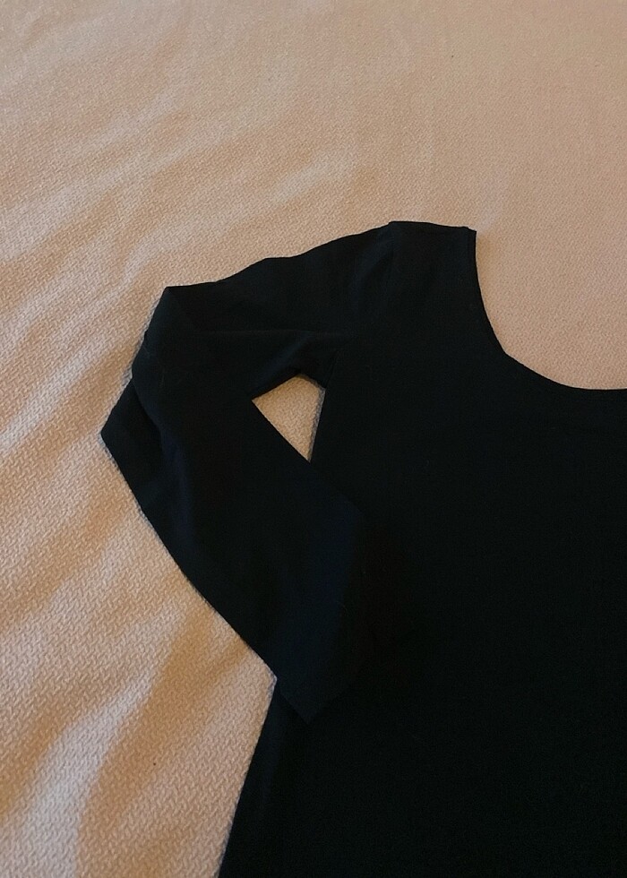 penye arkadı önü u hiç giyilmedi siyah uzun kolluesnek penye - Görsel 2