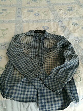 12 yaş kot inceputu kareli eskitilmiş gomlek - Görsel 3