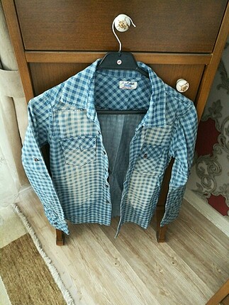 12 yaş kot inceputu kareli eskitilmiş gomlek - Görsel 4