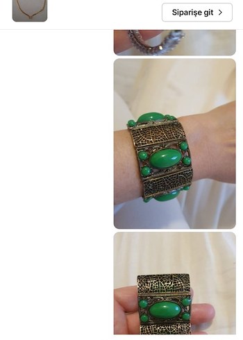 Yeşil Taşlı Vintage Yılan Desenli Bilezik - Görsel 2