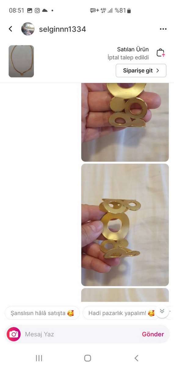 Zincir Detaylı Parlak Altın Bileklik - Görsel 2