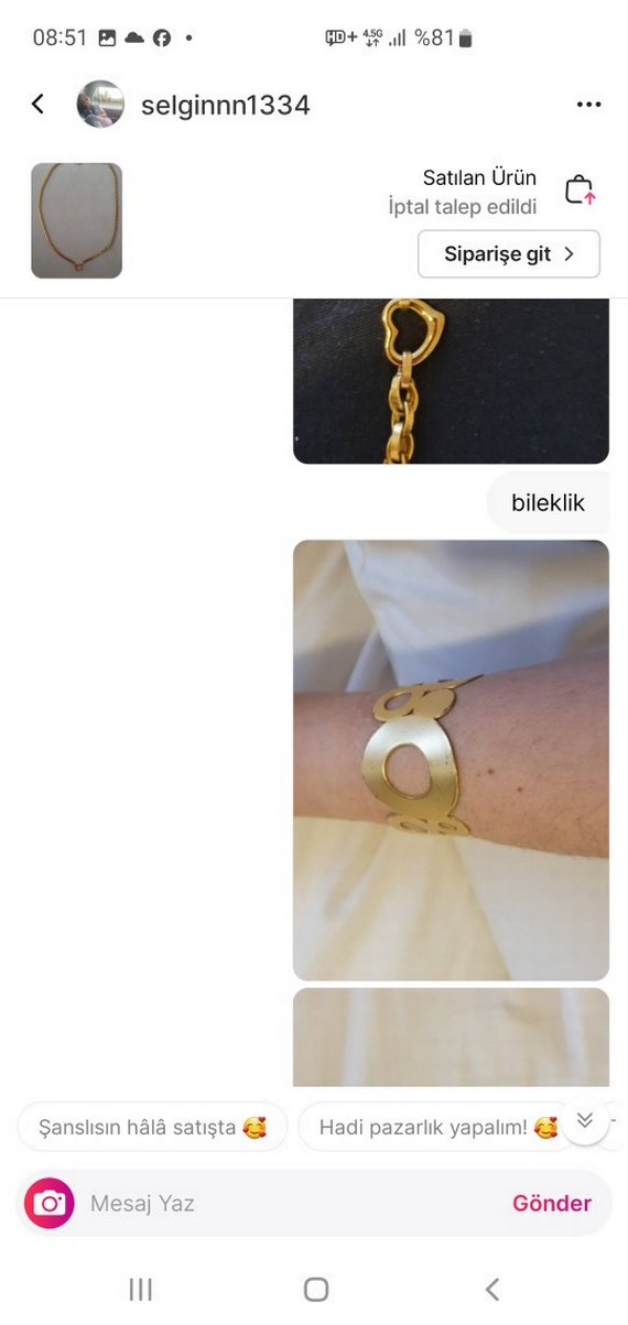 Zincir Detaylı Parlak Altın Bileklik - Görsel 3