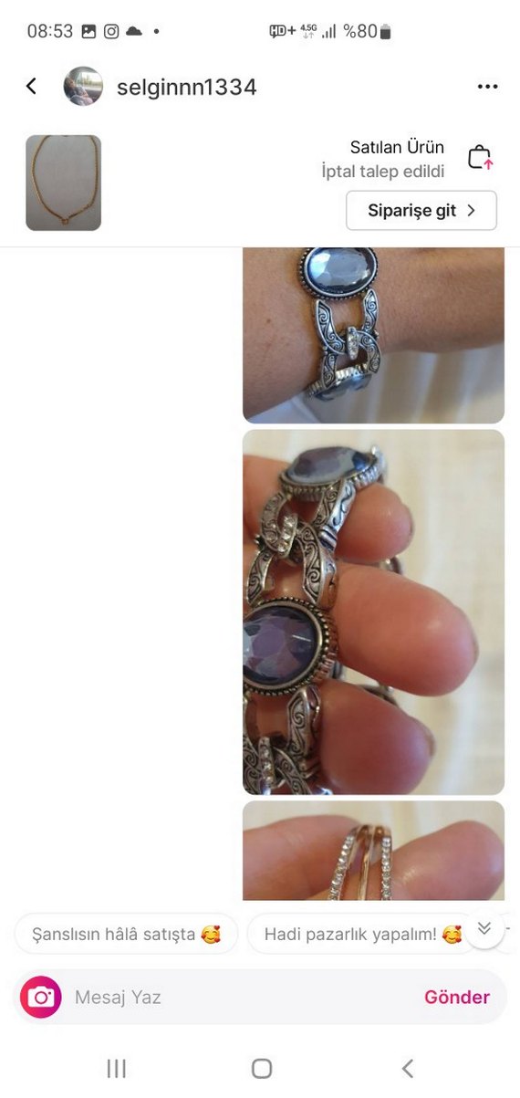 Gri Yılan Desenli Zincir Detaylı Bileklik - Görsel 2