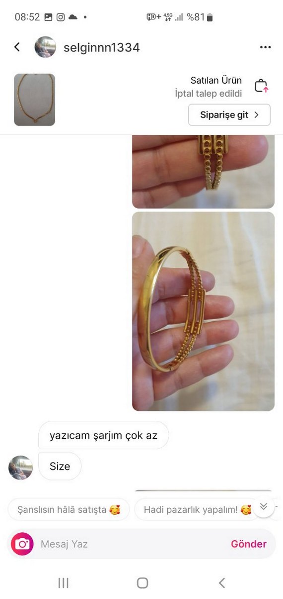 Altın Renkli Boncuklu Kadın Bileklik - Görsel 2