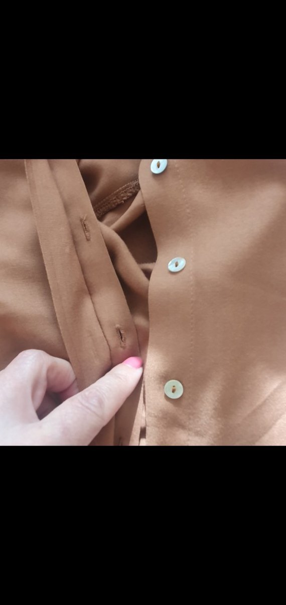 Bej Kadın Saten Gömlek, Yakalı, Uzun Kollu - Görsel 4