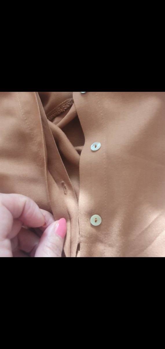 Bej Kadın Saten Gömlek, Yakalı, Uzun Kollu - Görsel 5