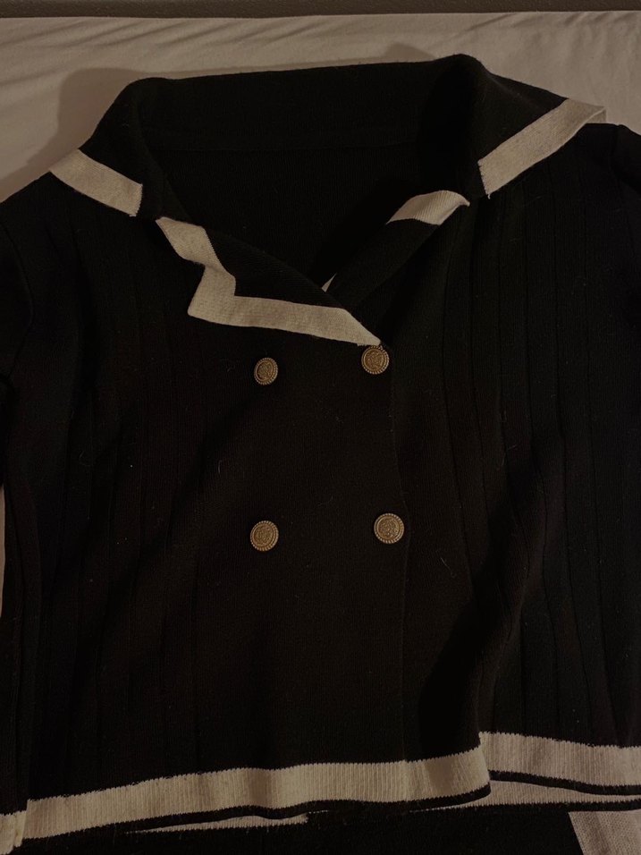 Düğmeli Siyah Midi Kadın Takım - Görsel 4