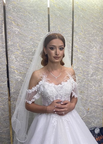 Straplez Midi A Kesim Beyaz Gelinlik - Görsel 2