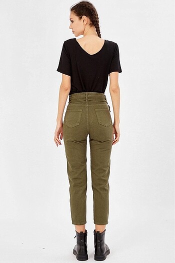 Armalife kemerli gabardin pantolon haki