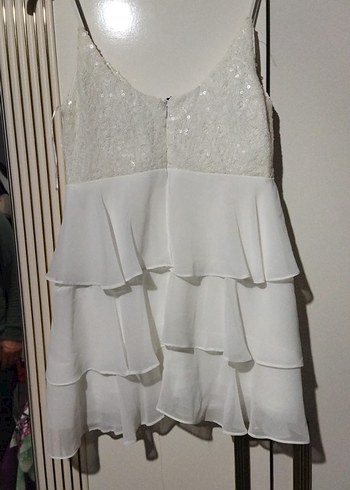 Beyaz Mini Straplez Dantel Gelinlik Adl Cengiz Abazoğlu - Görsel 3