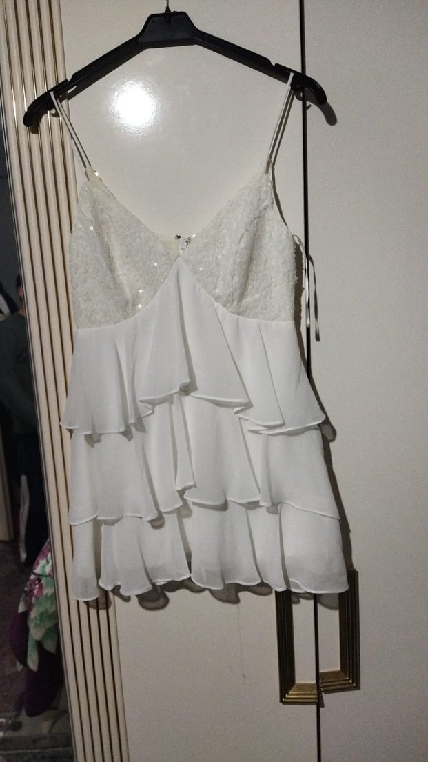 Beyaz Mini Straplez Dantel Gelinlik Adl Cengiz Abazoğlu - Görsel 2