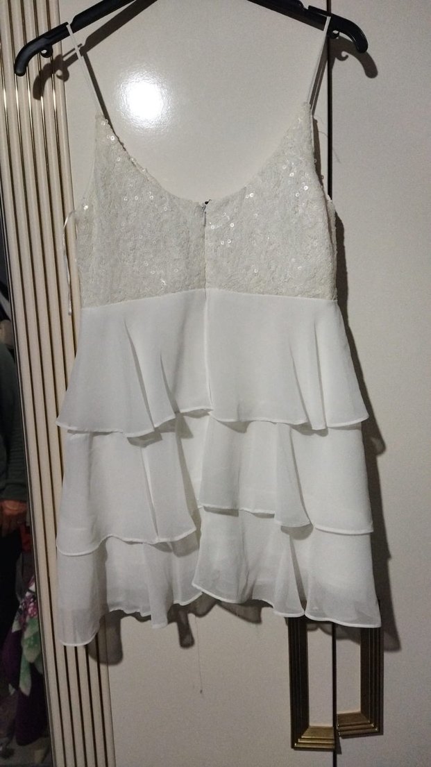 Beyaz Mini Straplez Dantel Gelinlik Adl Cengiz Abazoğlu - Görsel 3