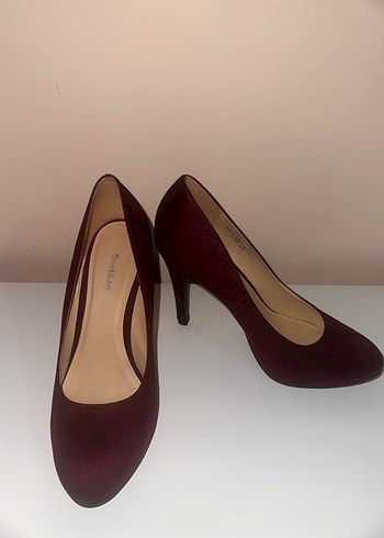 Bordo Süet Platform Topuklu Stiletto - Görsel 2