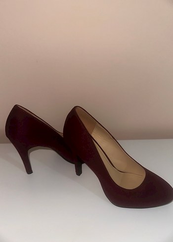 Bordo Süet Platform Topuklu Stiletto - Görsel 4