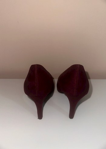 Bordo Süet Platform Topuklu Stiletto - Görsel 5