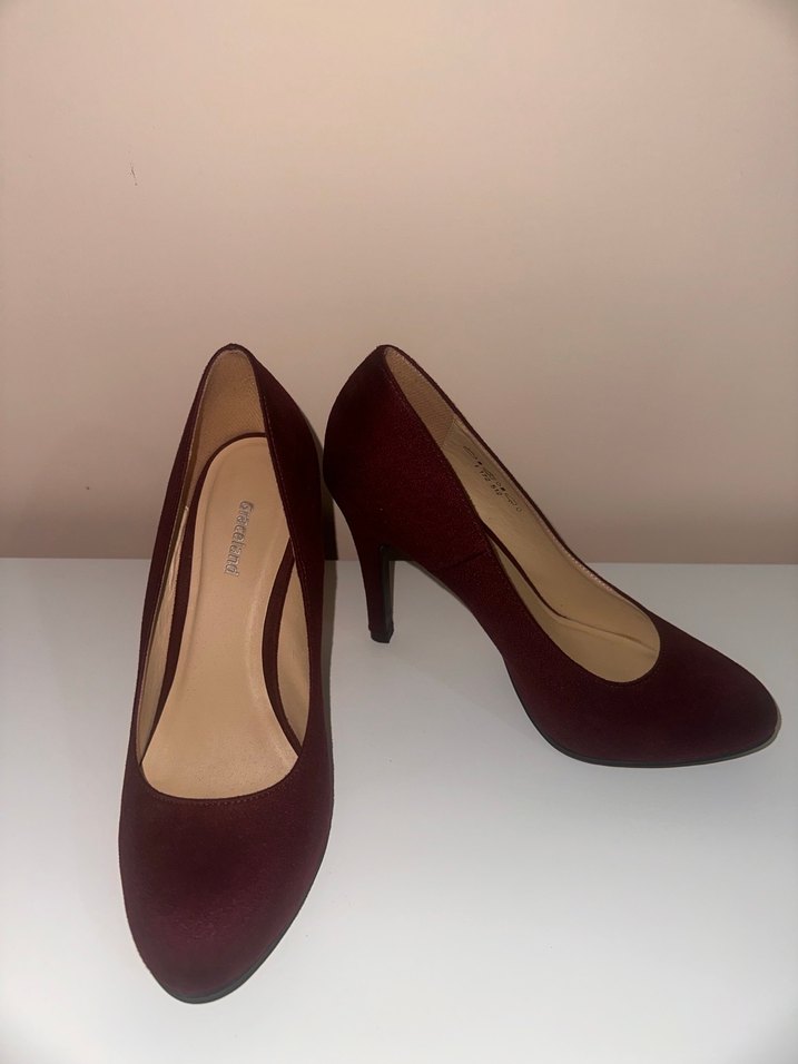 Bordo Süet Platform Topuklu Stiletto - Görsel 2
