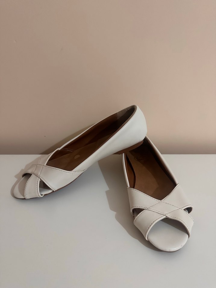 Beyaz Kadın  Düz Babet Ayakkabı - Görsel 2