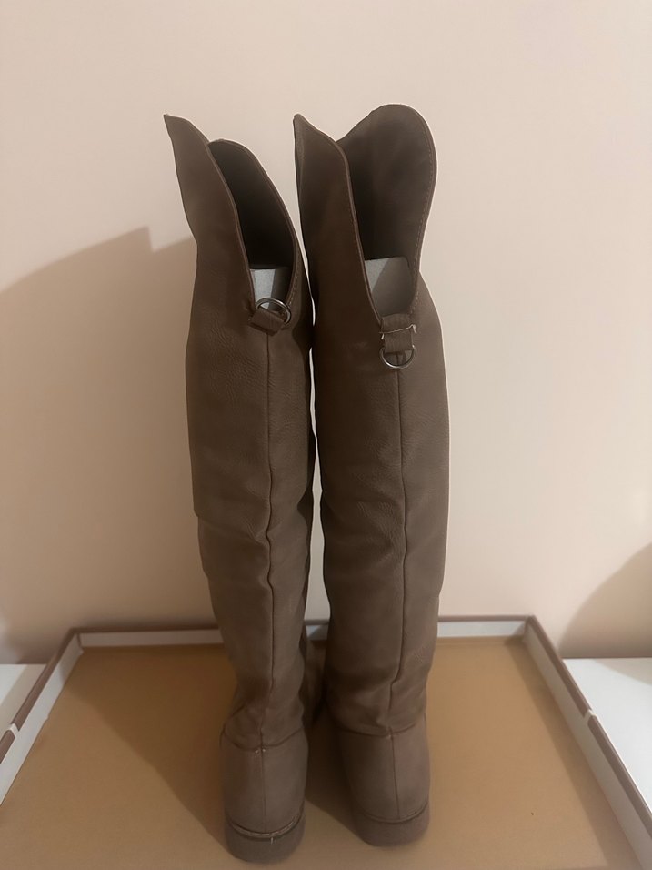 Vizon Süet Dizüstü Stiletto Topuklu Kadın Çizme - Görsel 3