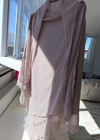 Diğer Bej şifon üç katlı sufle khimar