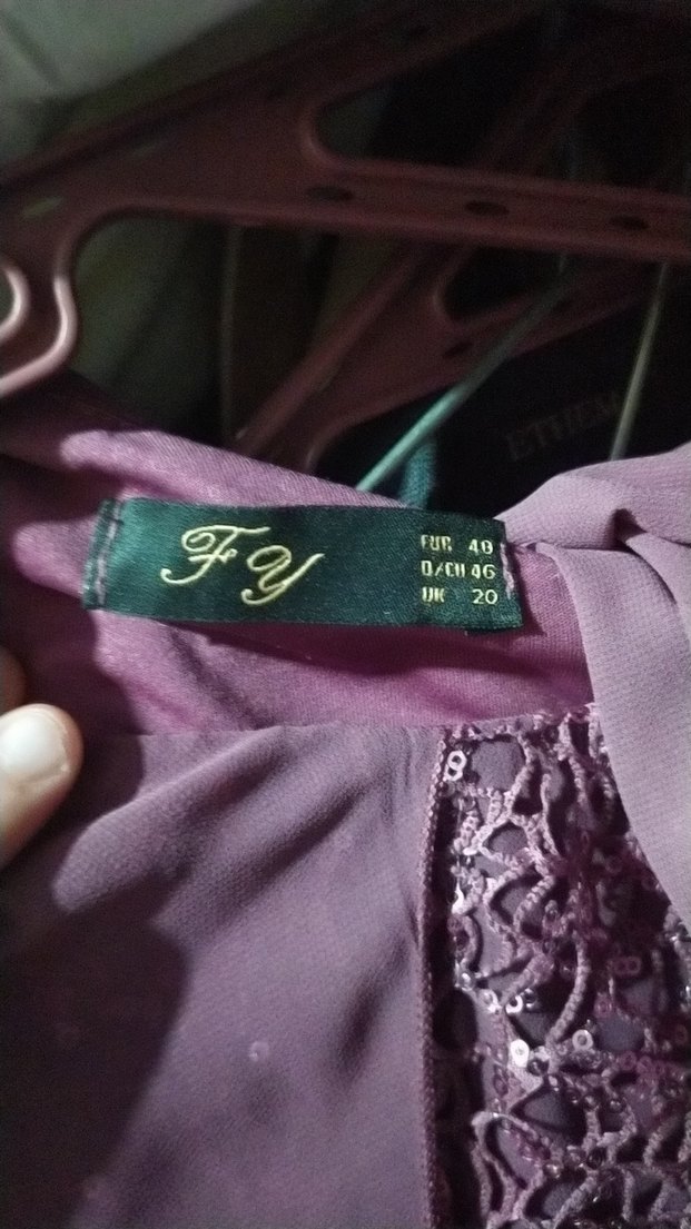 Uzun Mor İşlemeli Kadın Abiye Elbise - Görsel 2