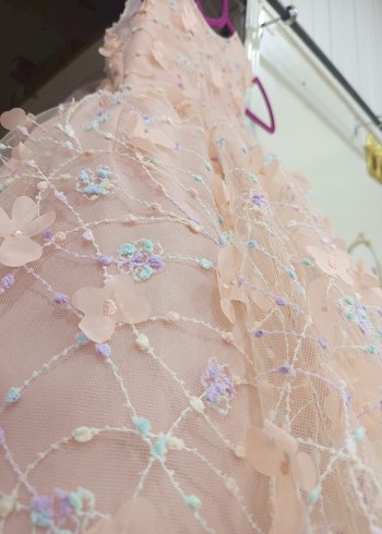 Dantel Detaylı Kız Çocuk Pudra Elbise - Görsel 4