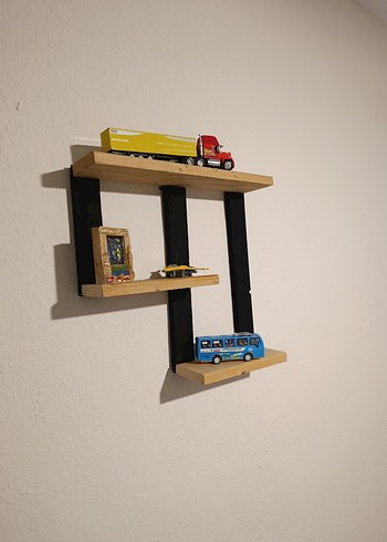 Siyah ve Ahşap Duvar Rafı - Görsel 4