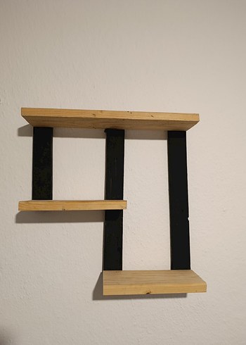 Siyah ve Ahşap Duvar Rafı - Görsel 3