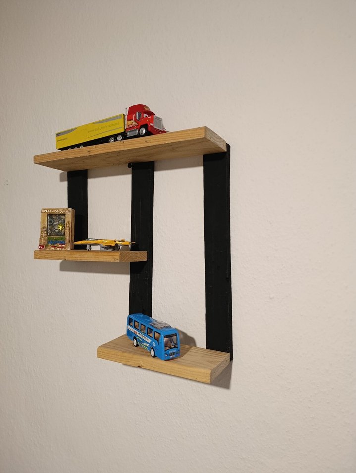 Siyah ve Ahşap Duvar Rafı - Görsel 5