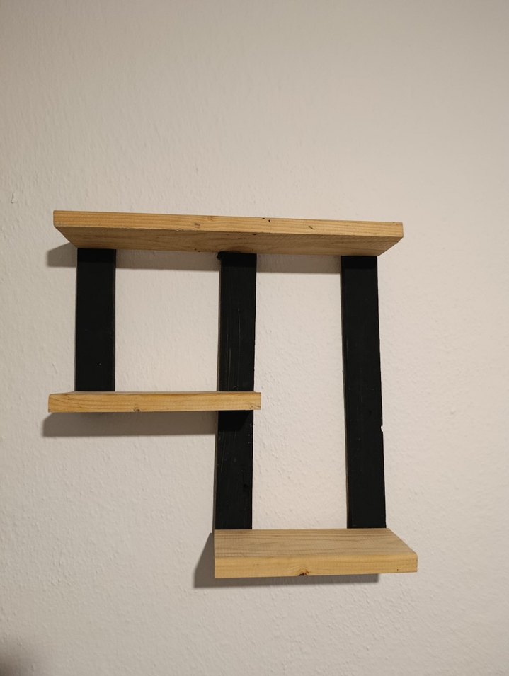 Siyah ve Ahşap Duvar Rafı - Görsel 3