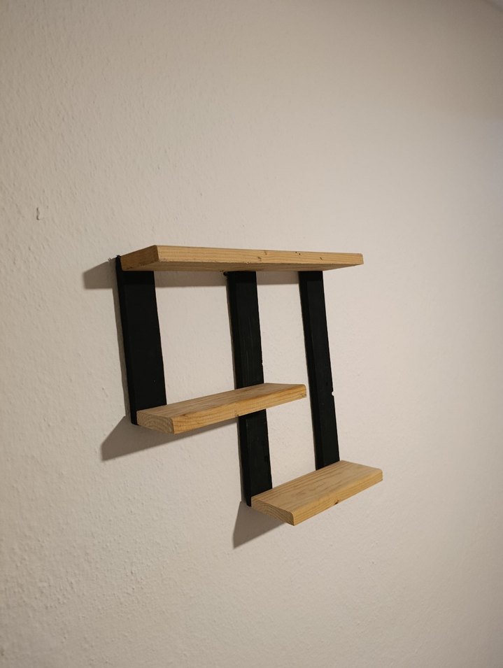 Siyah ve Ahşap Duvar Rafı - Görsel 2