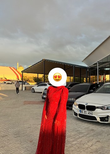 Bordo Uzun Kollu Drapeli Tesettür Abiye Elbise - Görsel 2