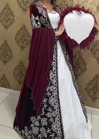 Bordo Nakışlı Uzun Kollu Kadın Bindallı