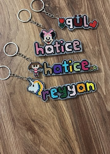 Rengarenk el işlemesi Unicorn Anahtarlık - Görsel 3