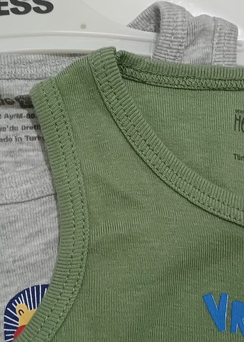 1 YAŞ Gri ve Haki Pamuklu Erkek Bebek Atlet Body (2 adet) - Görsel 5