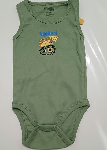 1 YAŞ Gri ve Haki Pamuklu Erkek Bebek Atlet Body (2 adet) - Görsel 4