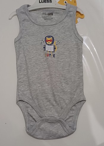 1 YAŞ Gri ve Haki Pamuklu Erkek Bebek Atlet Body (2 adet) - Görsel 2