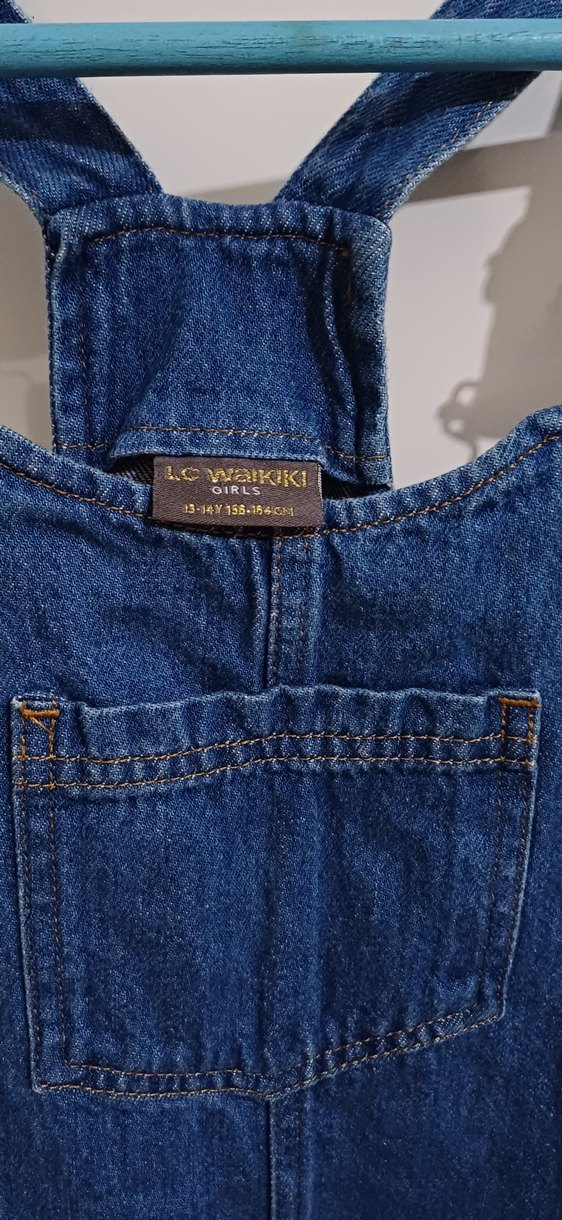 13 14 yaş Lacivert Kot Elbise Midi Boy - Görsel 2