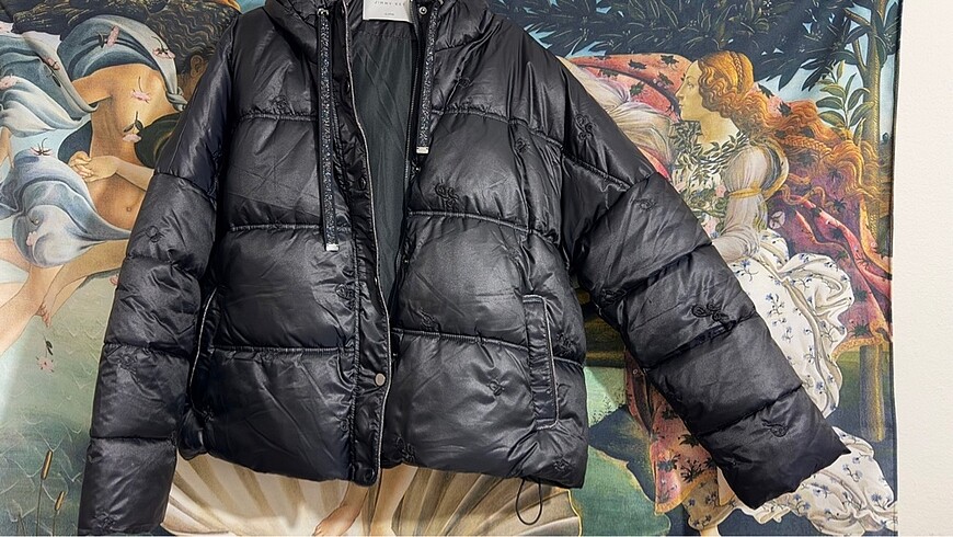 xl Beden siyah Renk Şişme Mont