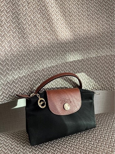 Longchamp xs pouch siyah kahverengi krem