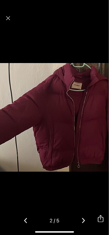 Pull and Bear Pull&Bear fuşya şarap rengi gibi şişme mont