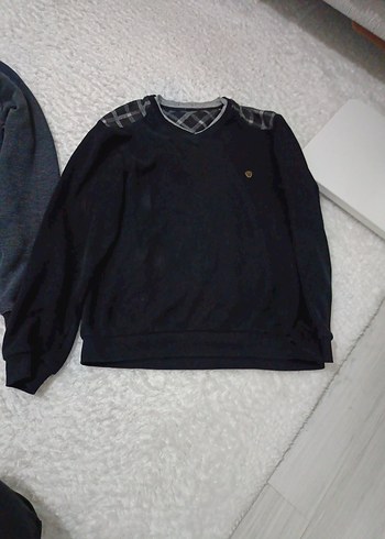 ,siyah renk Erkek kazaklar Uzun Kollu, Salaş Kesim - Görsel 3