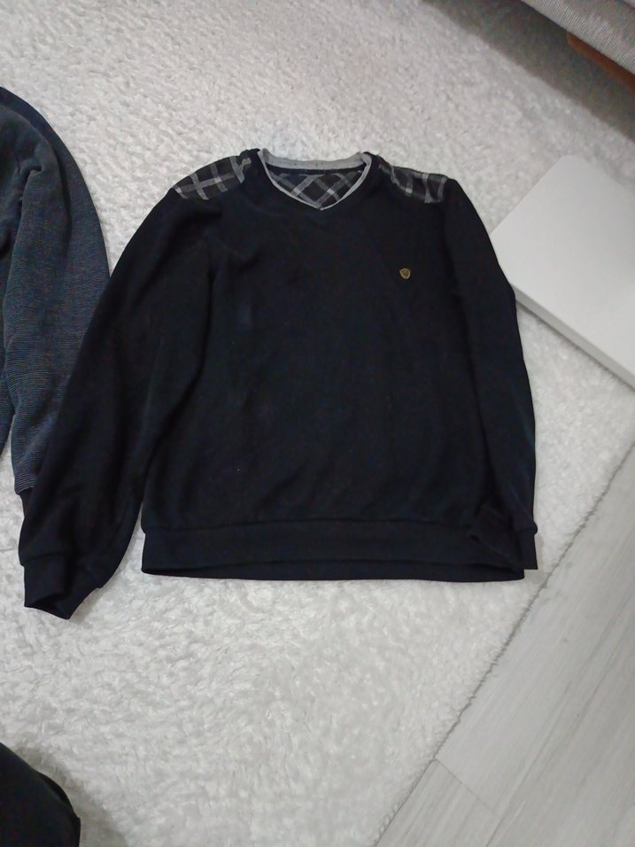 ,siyah renk Erkek kazaklar Uzun Kollu, Salaş Kesim - Görsel 3