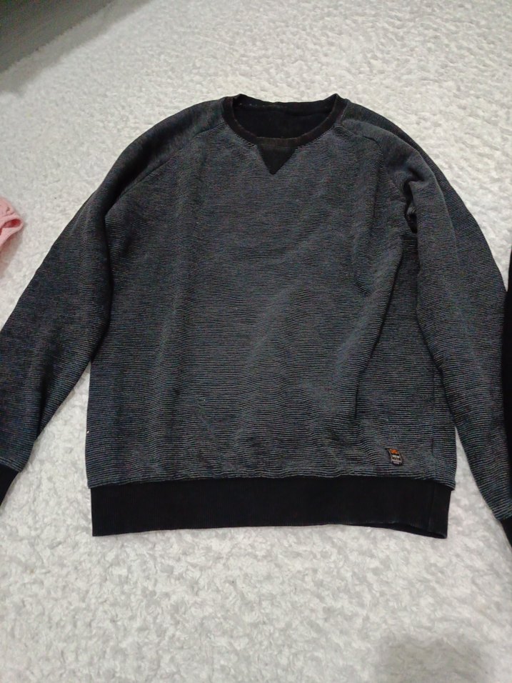 ,siyah renk Erkek kazaklar Uzun Kollu, Salaş Kesim - Görsel 2