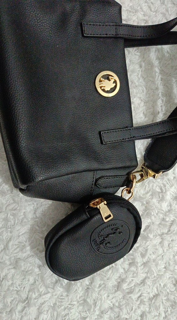 Siyah Deri Kadın Omuz Çantası POLO markadır - Görsel 3