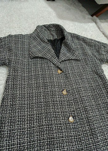 Düğmeli Gri Uzun Kadın Kap - Görsel 3