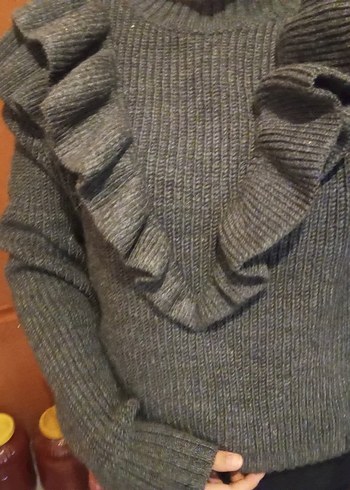 Gri Bohem Tarzı Kadın Kazak - Görsel 2